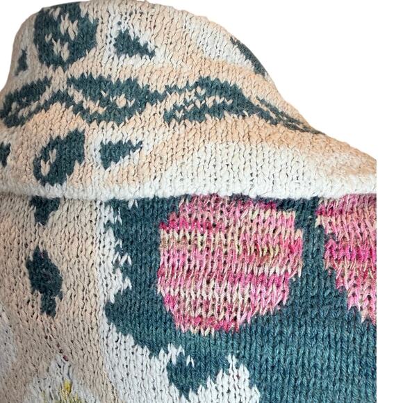 Anthropologie Floral Cocoon Slouchy Oversized BOHO Cardigan Knit Sweater 
M / L - Picture 11 of 16